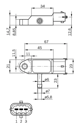 Sensor, Ladedruck BOSCH 0 281 002 593 Bild Sensor, Ladedruck BOSCH 0 281 002 593