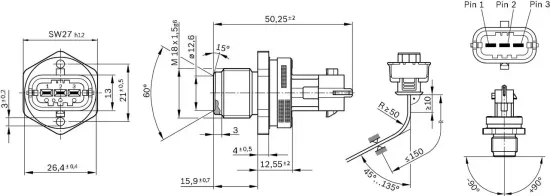 Sensor, Kraftstoffdruck BOSCH 0 281 002 907 Bild Sensor, Kraftstoffdruck BOSCH 0 281 002 907