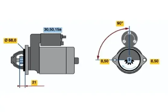 Starter 12 V 0,9 kW BOSCH 0 986 014 860 Bild Starter 12 V 0,9 kW BOSCH 0 986 014 860