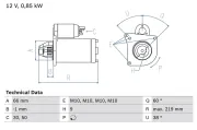 Starter 12 V 0,85 kW BOSCH 0 986 010 310