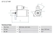 Starter 12 V 0,7 kW BOSCH 0 986 010 530