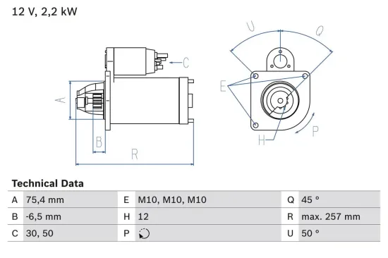 Starter 12 V 2,2 kW BOSCH 0 986 010 590 Bild Starter 12 V 2,2 kW BOSCH 0 986 010 590