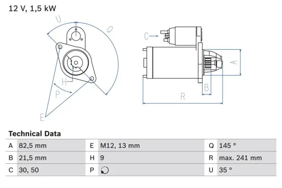 Starter 12 V 1,5 kW BOSCH 0 986 010 850 Bild Starter 12 V 1,5 kW BOSCH 0 986 010 850