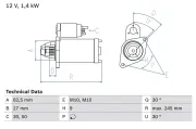 Starter 12 V 1,4 kW BOSCH 0 986 013 010