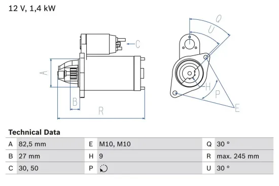 Starter 12 V 1,4 kW BOSCH 0 986 013 010 Bild Starter 12 V 1,4 kW BOSCH 0 986 013 010