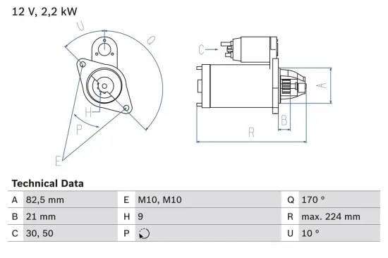 Starter 12 V 2,2 kW BOSCH 0 986 013 140 Bild Starter 12 V 2,2 kW BOSCH 0 986 013 140