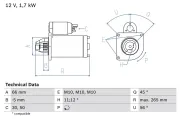 Starter 12 V 1,7 kW BOSCH 0 986 013 240