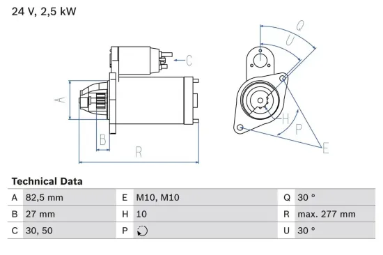 Starter 24 V 2,5 kW BOSCH 0 986 013 390 Bild Starter 24 V 2,5 kW BOSCH 0 986 013 390