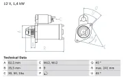 Starter 12 V 1,4 kW BOSCH 0 986 013 600