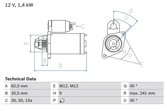 Starter 12 V 1,4 kW BOSCH 0 986 013 600 Bild Starter 12 V 1,4 kW BOSCH 0 986 013 600