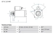 Starter 12 V 2,2 kW BOSCH 0 986 013 660