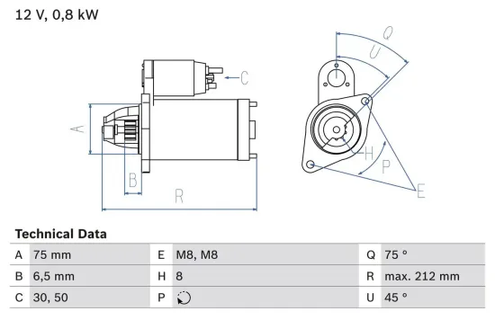 Starter 12 V 0,8 kW BOSCH 0 986 014 371 Bild Starter 12 V 0,8 kW BOSCH 0 986 014 371