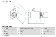 Starter 12 V 1,4 kW BOSCH 0 986 014 590