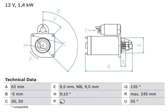 Starter 12 V 1,4 kW BOSCH 0 986 014 590 Bild Starter 12 V 1,4 kW BOSCH 0 986 014 590