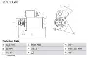 Starter 12 V 2,2 kW BOSCH 0 986 014 660