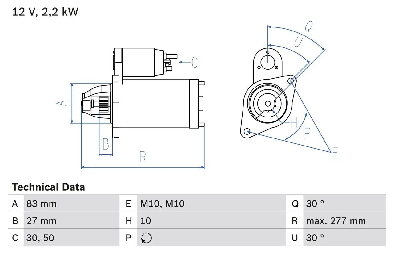 Starter 12 V 2,2 kW BOSCH 0 986 014 680