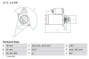 Starter 12 V 1,4 kW BOSCH 0 986 014 840