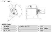 Starter 12 V 1,7 kW BOSCH 0 986 014 890