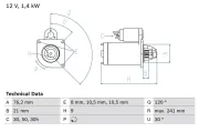 Starter 12 V 1,2 kW BOSCH 0 986 014 900