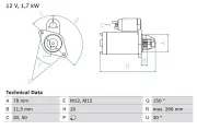 Starter 12 V 1,7 kW BOSCH 0 986 014 940