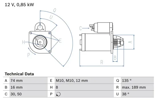 Starter 12 V 0,85 kW BOSCH 0 986 014 991 Bild Starter 12 V 0,85 kW BOSCH 0 986 014 991