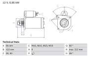 Starter 12 V 0,95 kW BOSCH 0 986 015 010