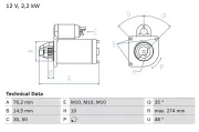 Starter 12 V 2,2 kW BOSCH 0 986 015 090