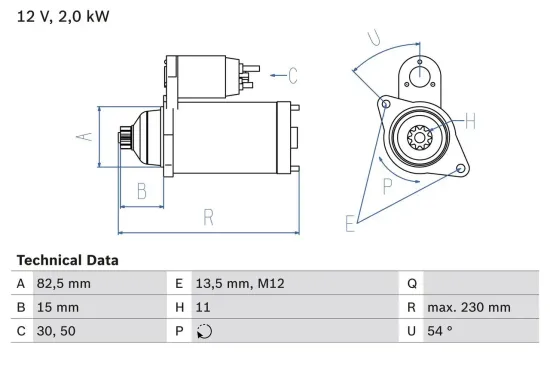 Starter 12 V 2 kW BOSCH 0 986 015 331 Bild Starter 12 V 2 kW BOSCH 0 986 015 331