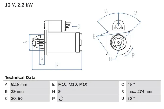 Starter 12 V 2,2 kW BOSCH 0 986 015 930 Bild Starter 12 V 2,2 kW BOSCH 0 986 015 930