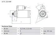 Starter 12 V 2 kW BOSCH 0 986 016 031