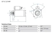 Starter 12 V 2,2 kW BOSCH 0 986 016 210
