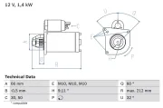 Starter 12 V 1,4 kW BOSCH 0 986 016 570