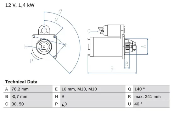 Starter 12 V 1,4 kW BOSCH 0 986 016 660 Bild Starter 12 V 1,4 kW BOSCH 0 986 016 660