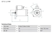 Starter 12 V 1,1 kW BOSCH 0 986 016 750