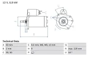 Starter 12 V 0,9 kW BOSCH 0 986 016 790