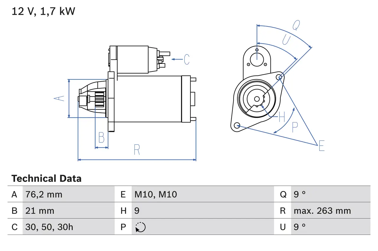 Starter 12 V 1,7 kW BOSCH 0 986 016 920