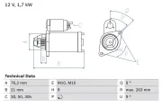 Starter 12 V 1,7 kW BOSCH 0 986 016 920