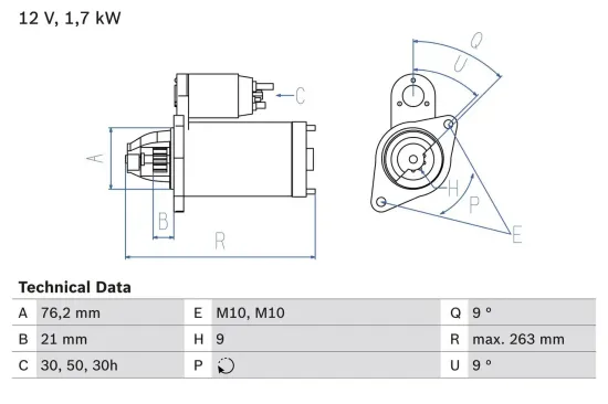 Starter 12 V 1,7 kW BOSCH 0 986 016 920 Bild Starter 12 V 1,7 kW BOSCH 0 986 016 920