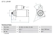 Starter 12 V 1,8 kW BOSCH 0 986 017 000