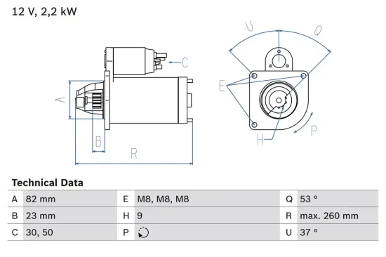 Starter 12 V 2,2 kW BOSCH 0 986 017 020 Bild Starter 12 V 2,2 kW BOSCH 0 986 017 020