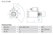 Starter 12 V 0,7 kW BOSCH 0 986 017 030