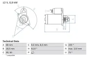 Starter 12 V 0,9 kW BOSCH 0 986 017 120