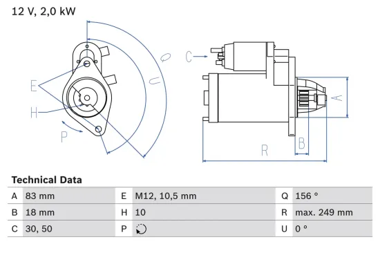 Starter 12 V 2 kW BOSCH 0 986 017 420 Bild Starter 12 V 2 kW BOSCH 0 986 017 420