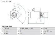 Starter 12 V 2,2 kW BOSCH 0 986 017 490