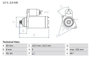 Starter 12 V 2 kW BOSCH 0 986 017 601