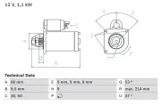 Starter 12 V 1,1 kW BOSCH 0 986 017 770