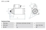 Starter 12 V 1,1 kW BOSCH 0 986 017 830