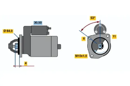 Starter 12 V 0,7 kW BOSCH 0 986 017 840 Bild Starter 12 V 0,7 kW BOSCH 0 986 017 840