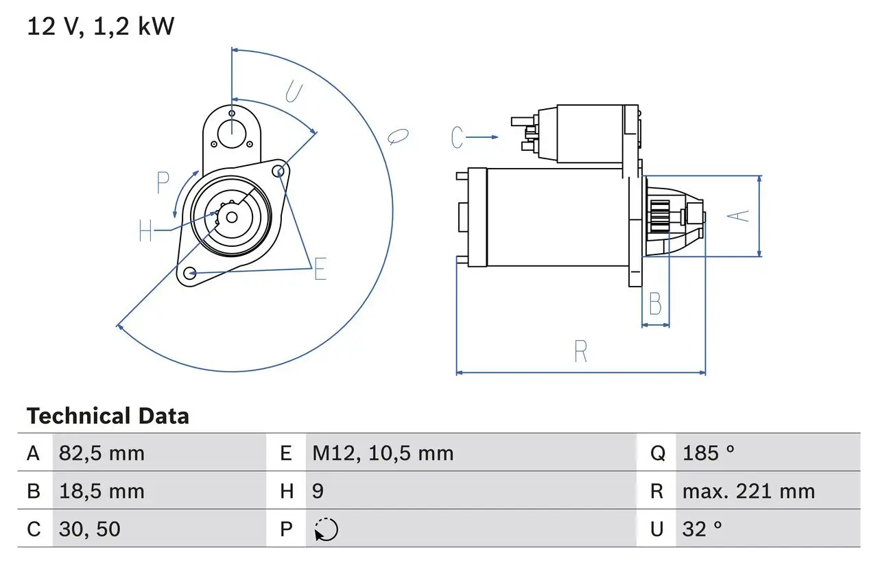 Starter 12 V 1,2 kW BOSCH 0 986 017 920