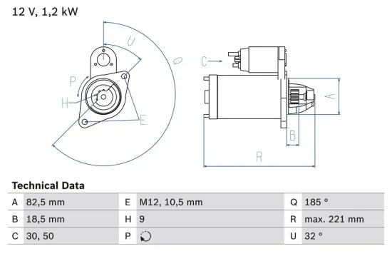 Starter 12 V 1,2 kW BOSCH 0 986 017 920 Bild Starter 12 V 1,2 kW BOSCH 0 986 017 920